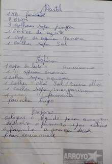 A receita do pastel, nas letras de Juvelina. (Foto: Roberto Higa)