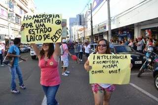 Manifestantes durante passeata.  (Foto: Arquivo/Campo Grande News)