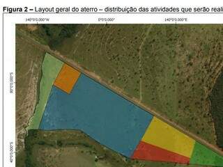 Fotografia por satélite mostra área, na Fazenda, onde as atividades do aterro serão distribuídas (Foto: Reprodução)