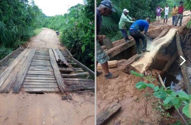 Produtores usam recursos pr&oacute;prios para consertar ponte danificada pelas chuvas
