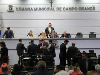 Vereadores no plenário da Câmara Municipal de Campo Grande durante sessão ordinária. (Foto: Marina Pacheco/Arquivo).
