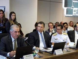 Governador Reinaldo Azambuja durante a reunião de hoje em Brasília. (Foto: Divulgação) 