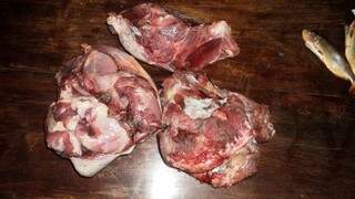 Carne de capivara apreendia pela PMA. (Foto: divulgação)