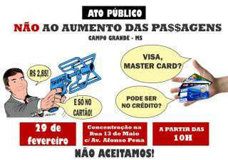  Manifesta&ccedil;&atilde;o contra aumento da tarifa de &ocirc;nibus acontece amanh&atilde;