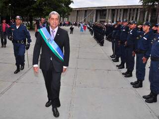 Puccinelli durante cerimônia de posse para o segundo mandato.(Foto João Garrigó)