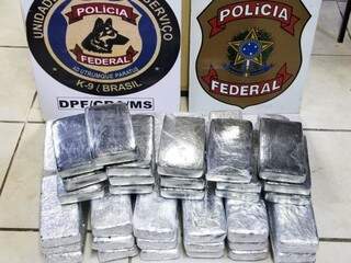 Tabletes da droga que foram apreendidos em ônibus Foto: Polícia Federal)