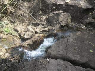 Córrego foi obstruído com troncos, árvores e terra empurrados para o leito (Foto: Divulgação/PMA)