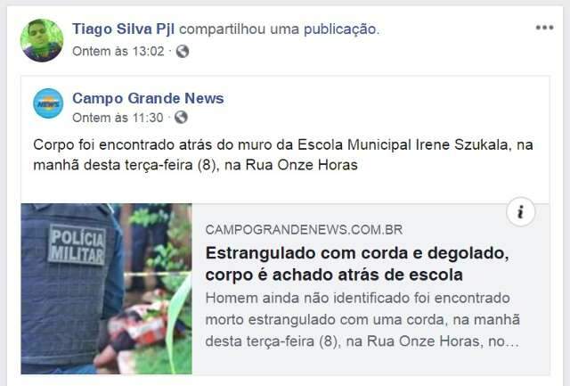 Assassinos divulgaram morte de jovem estrangulado pelo Facebook
