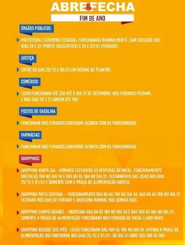 No fim de ano, com&eacute;rcio tem hor&aacute;rio diferenciado e &oacute;rg&atilde;os p&uacute;blicos fecham 