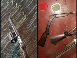 Armas apreendidas com suspeitos em ação conjunta da Polícia Civil e Polícia Militar (Foto: Divulgação)