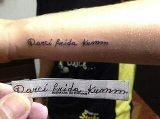Tatuagem feita no ano passado para homenagear Darci. (Foto: Arquivo Pessoal)