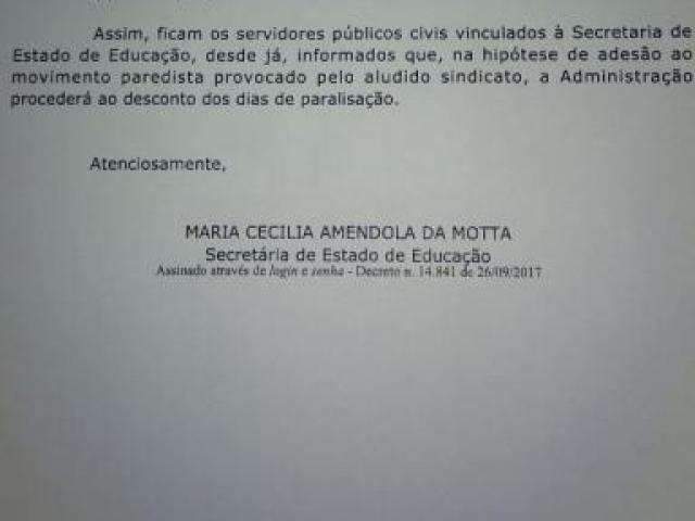 Governador argumenta que desconto do dia de manifestantes &eacute; embasado no STF