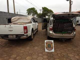 Os dois veículos apreendidos foram levados para a PF em Naviraí (Foto: Divulgação)