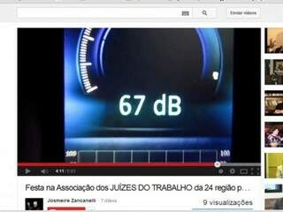 Moradores colocaram vídeo no Youtube, que mostra o volume do som no salão da Associação dos Magistrados da Justiça do Trabalho.