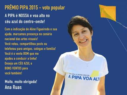 Com mais de 2 mil votos, artista Ana Ruas vence prêmio nacional Pipa Online 2015