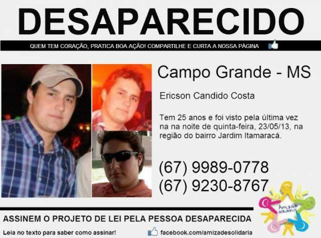 Para achar jovem desaparecido h&aacute; 8 dias, fam&iacute;lia mobiliza redes sociais