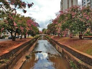 Córrego Prosa na manhã deste feriado; clima deve mudar na Capital na próxima semana. (Foto: Marcos Ermínio)
