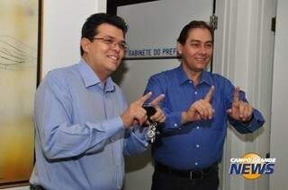 Da esquerda para direita, Gilmar Olarte e Alcides Bernal, ex-prefeitos de Campo Grande (Foto: Arquivo)