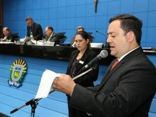 Deputado Márcio Fernandes (MDB), autor do projeto, durante sessão (Foto: Victor Chileno/ALMS)