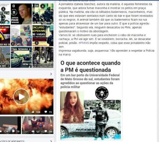 Jornalista denuncia ofensas feitas por policiais em p&aacute;gina do Facebook