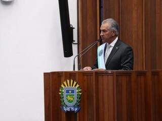 Em discurso de posse, Reinaldo falou sobre corte de gastos e contenção de despesas para equilibrar contas (Foto/Arquivo: Henrique Kawaminami)