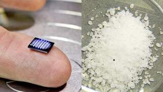 Computador &quot;some&quot; em meio aos grãos de sal (Foto: IBM/Divulgação)