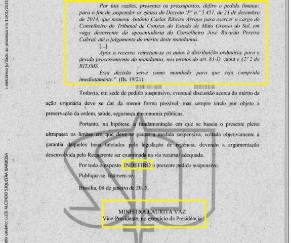 Arroyo desconhece decis&atilde;o, mas ministra mant&eacute;m suspensa indica&ccedil;&atilde;o para o TCE