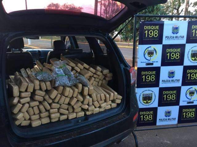 Baiano &eacute; preso com 145 quilos de maconha e skank na MS-162