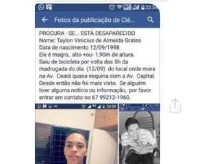 Irmã divulgou desaparecimento no Facebook (Foto: Divulgação)