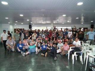 Grupo de gamers reunido em São Paulo.
