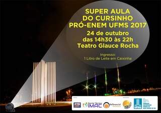 Folder informativo sobre o aulão do Enem promovido pela UFMS (Foto: Divulgação)