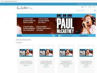 Página de site, que vendeu ingressos falsos para o show de Paul McCartney (Foto: Print da página)