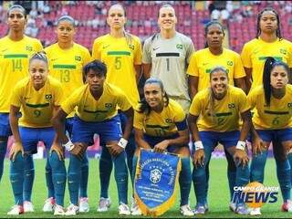 Bruna (número 14) atua pela seleção brasileira principal. (Foto: Divulgação)
