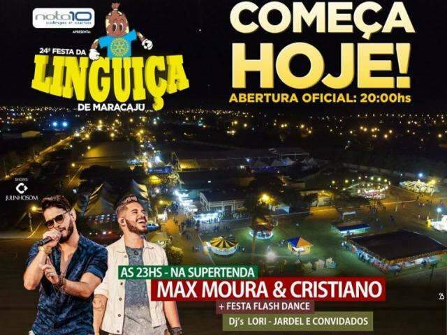 Max Moura e Cristiano s&atilde;o atra&ccedil;&atilde;o no 1&ordm; dia da Festa da Lingui&ccedil;a de Maracaju  