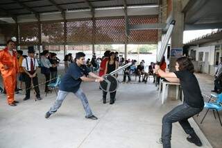 Em evento, é possível lutar como os personagens de videogame. (Foto: Fernando Antunes)
