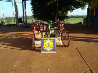 A droga apreendida totalizou 144,8 quilos de maconha, transportada em três bicicletas. (Foto: Divulgação/PRF)