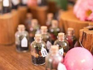 De miniaturas até garrafas, é possível cultivar um jardim inteiro dentro de um vidrinho (Foto: Reprodução Idear Festas/ Marina Nalesso)