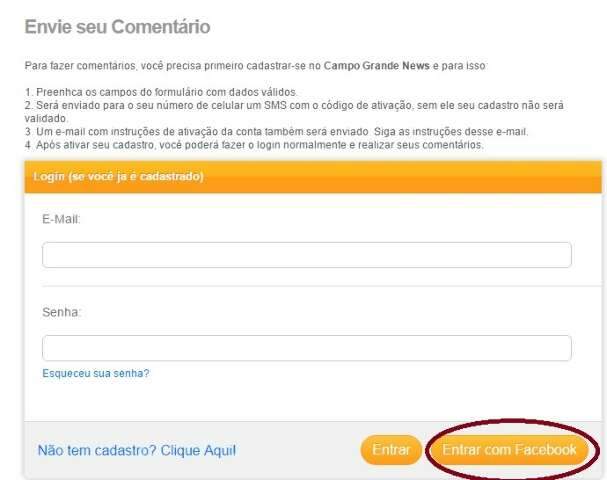 Ficou mais f&aacute;cil e r&aacute;pido comentar reportagens do Campo Grande News