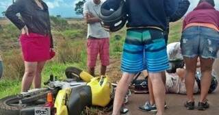 Rapaz teve clavícula quebrada com o acidente (Foto: Sidrolândia News)