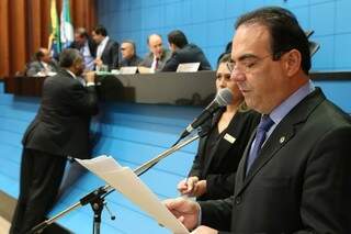 Deputado Felipe Orro (PSDB), autor do projeto, durante  sessão na Assembleia (Foto: Assessoria;ALMS)