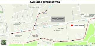 Mapa mostra caminho alternativo para quem trafega pela região do Albano Franco (Foto: Reprodução/Governo do Estado de MS)