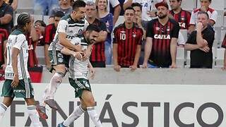 Jogadores do Palmeiras comemoram gol de Bruno Henrique (Foto: Alberto D&#039;Angele/RPC)