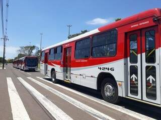 Ônibus novos na Avenida Afonso Pena, em Campo Grande. (Foto: Mayara Bueno).