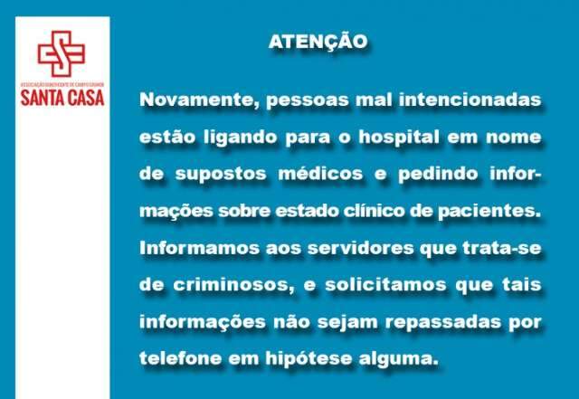 Santa Casa alerta funcion&aacute;rios para n&atilde;o ca&iacute;rem em golpe de falso m&eacute;dico