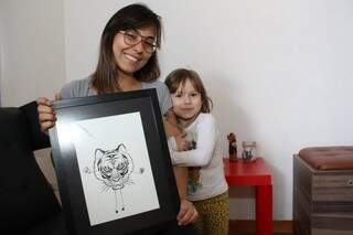 Um dos quadros da casa, foi desenhado por Liu em conjunto com a filha Yolanda. Um tigre com braços e pés.