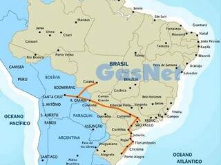 Gasbol sai da Bolívia, entra no Brasil por MS e distribui gás para o país. (Foto: Gasnet)