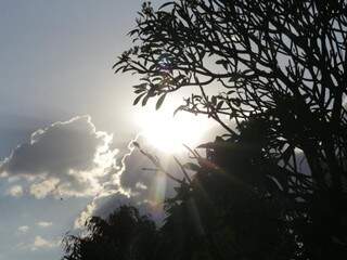 Céu ensolarado na região do Centro de Campo Grande.  (Foto: Kísie Ainoã)
