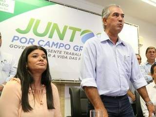 Governadora em exercício Rose Modesto, com o chefe do Executivo Estadual Reinaldo Azambuja, ambos do PSDB. (Foto: Marcos Ermínio)