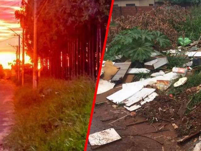 Lixo no meio da rua estraga cen&aacute;rio de por do sol perfeito na Capital