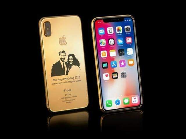 Marca lan&ccedil;a iPhone X do casamento real brit&acirc;nico em ouro e diamantes 